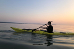 The North Shore Atlantic kayak being paddled across to the Isle of Wight