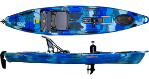 The Moken 12.5 PDL Angler Kayak in Ocean Camo