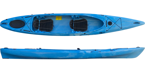 An image of the Riot Bayside Tandem Touring Kayak, shown in the Sky Blue colour option