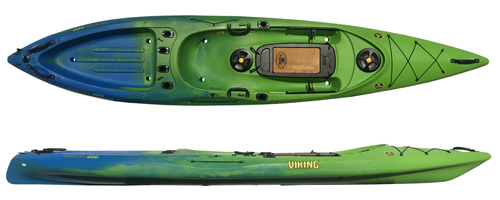 Green/Blue Viking Profish 400 fishing kayak