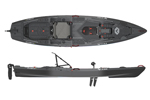 The Vibe Shearwater 125 X-Drive Fishing kayak shown in the Raven colour