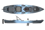 The Vibe Shearwater 125 X-Drive Fishing kayak shown in the Slate Blue colour