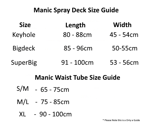 Kayak Spray Skirt Size Chart