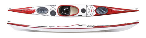 norse bylgja in red and white composite sea kayak