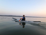 The Norse Idun kayak being paddled across to the Isle of Wight