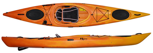 Riot Enduro 13 touring kayak with a drop down skeg