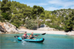 Paddling at the beach on the Sevylor Madison inflatable canoe