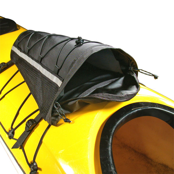 Sea kayak deck bags and storage