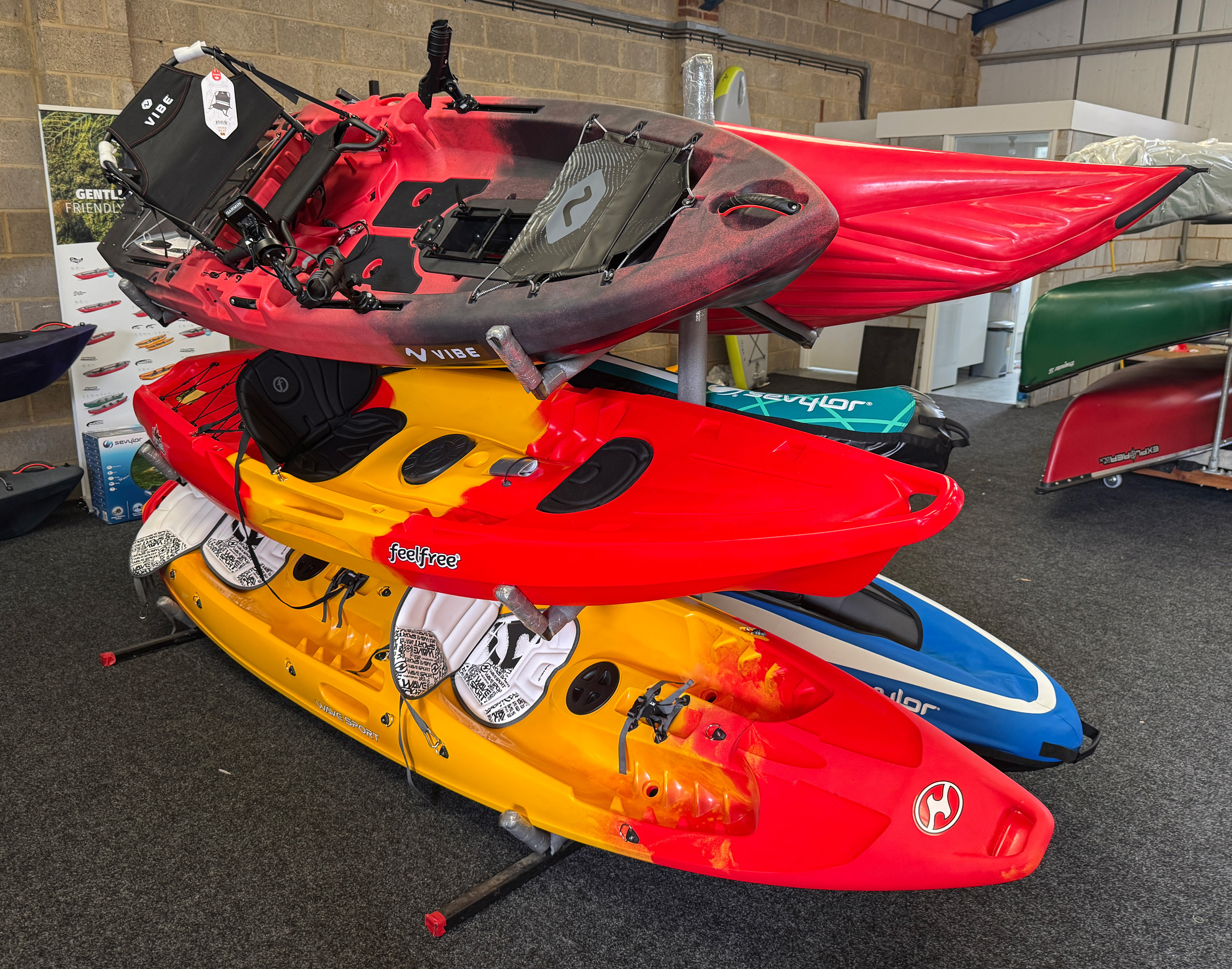 Sit On Top Kayaks on display