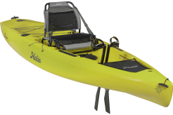 The Hobie Kayaks Mirage Compass Fishing Kayak shown in the Seagrass Green colour