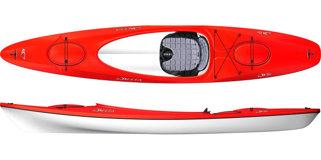 red lightweight open cockpit touring kayak