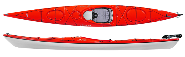 Delta 15.5GT lightweight touring kayak in cherry red