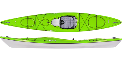 Green thermoformed stable short tourer with white hull