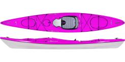 Purple Short touring lightweight kayak with white hull