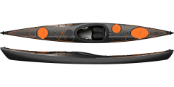 The Design Kayaks Awesome Sea Kayak shown in the Grey Storm colour