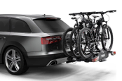 3 bikes loaded on to the Thule EasyFold XT 3 cycle carrier