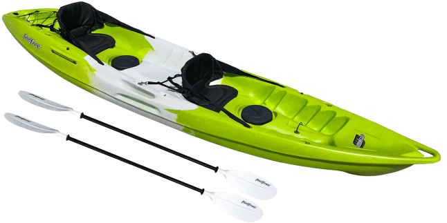 green/white/green tandem sit on top kayak
