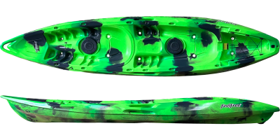 green and black patterned feelfree tandem kayak avialble as packages or boat only