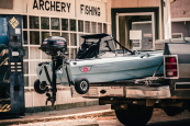 Jonny Boats Trolley wheels mounted to jonny boats bass kayak