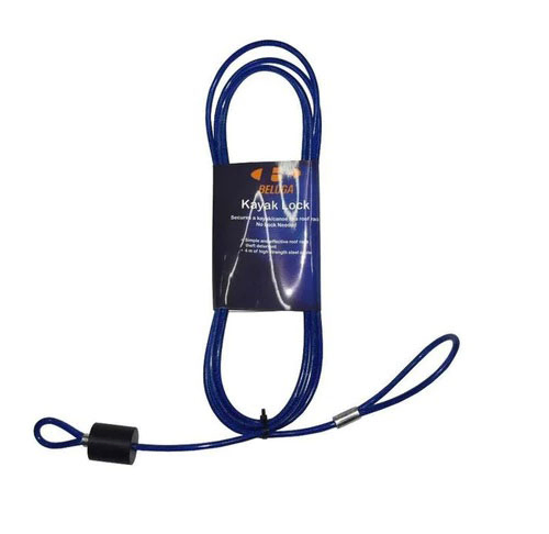Beluga Kayak and Canoe security cable, provides padlock free security using a large plastic stopper