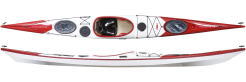 norse bylgja in red and white composite sea kayak