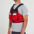 A male paddler wearing the NRS Odyssey PFD