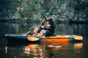 Catching fish from the Old Town Sportsman Pedal Drive 106 Kayak