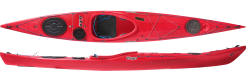 Red large volume virgo plastic day tripping kayak