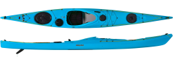 A Tahoe Blue P&H Delphin II 155 with Skeg in CoreLite X