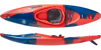 Kids Crossover kayak in red with blue patches