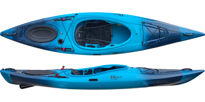 riot edge 11 short touring kayak in azure blue