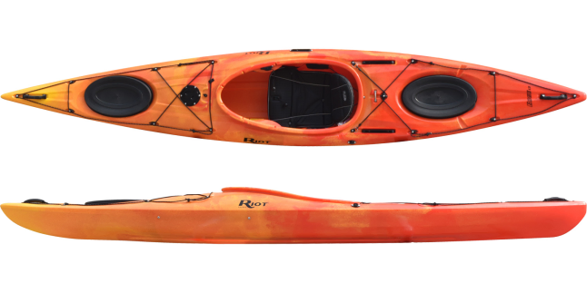 The Riot Edge 13 kayak in the Sunset colour