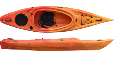 Touring kayak with large cockpit in orange
