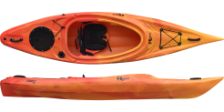 Touring kayak with large cockpit in orange