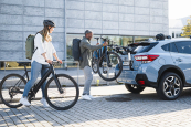 Loading and unloading made easy with the Thule Outway Hanging Bike Rack 