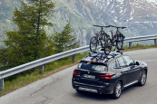 The Thule UpRide on a car with mountain bikes fitted