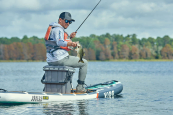 Fishing from the Vibe Cubera 125 Lite inflatable board