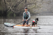 Paddling with a dog on the Vibe Cubera 125 Lite inflatable board