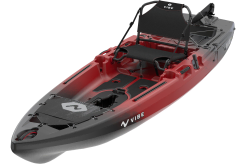 The Vibe Makana 100 Fishing kayak shown in the Tsunami Red colour