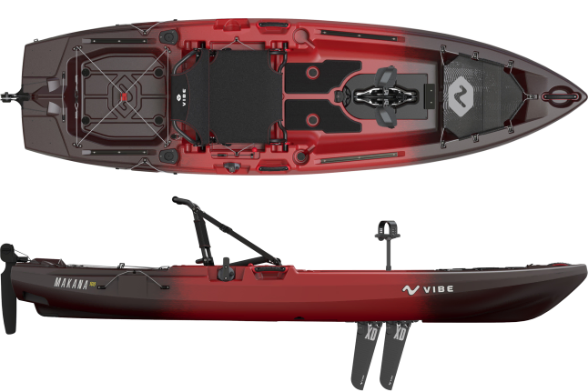 10ft red fishing kayak for pedalling and fishing