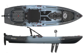 The Vibe Makana 100 X-Drive Fishing kayak shown in the Slate Blue colour