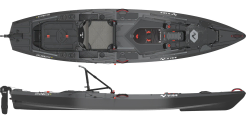The Vibe Shearwater 125 Fishing kayak shown in the Raven colour